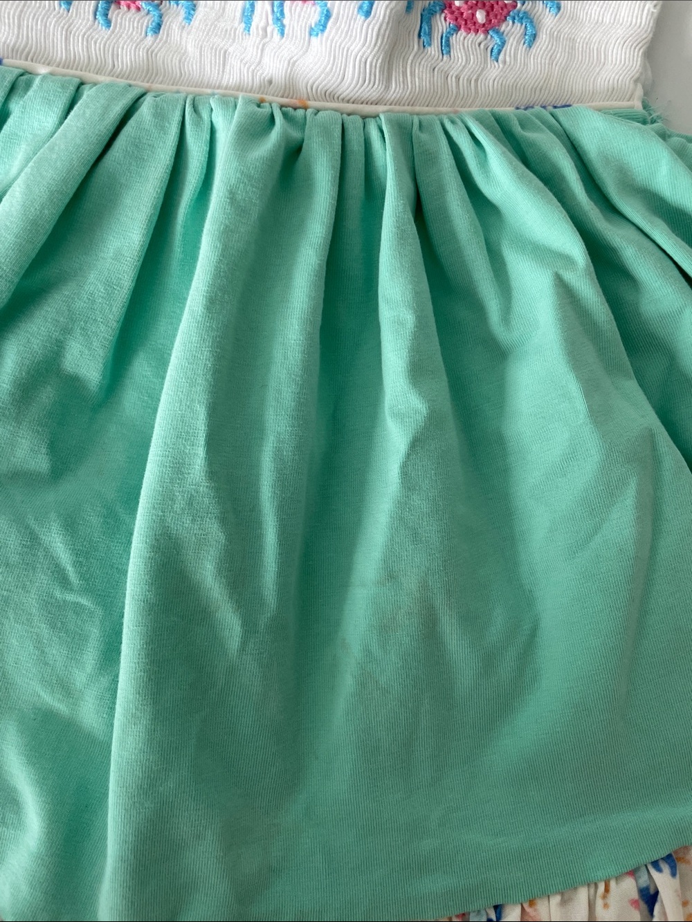 Aqua & Seashell Ruffle Baby Dress Set - Picture 4 of 5